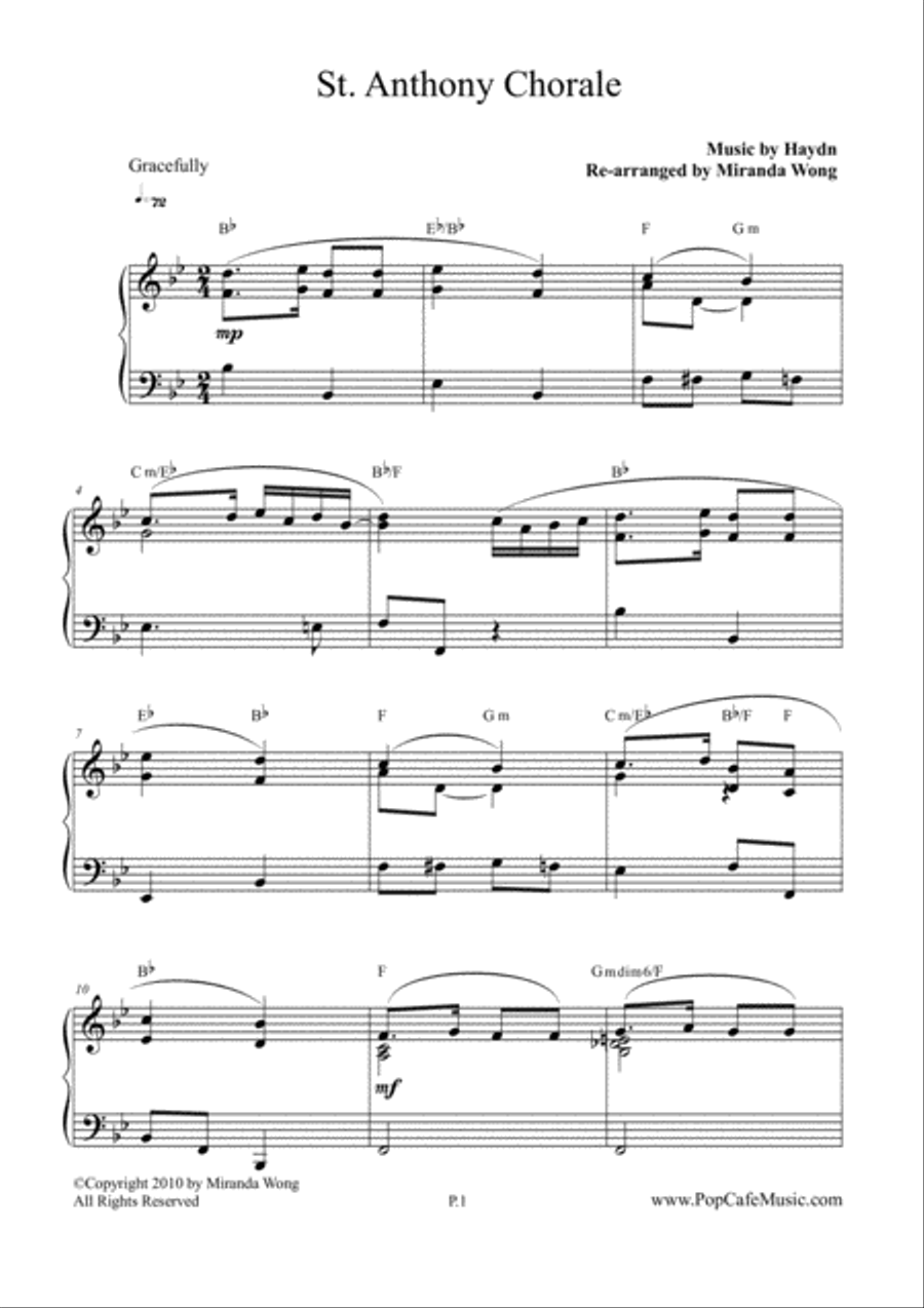St. Anthony Chorale ( Variations on a theme by Haydn) - Easy Piano Solo Easy Piano scores gallery preview page 2