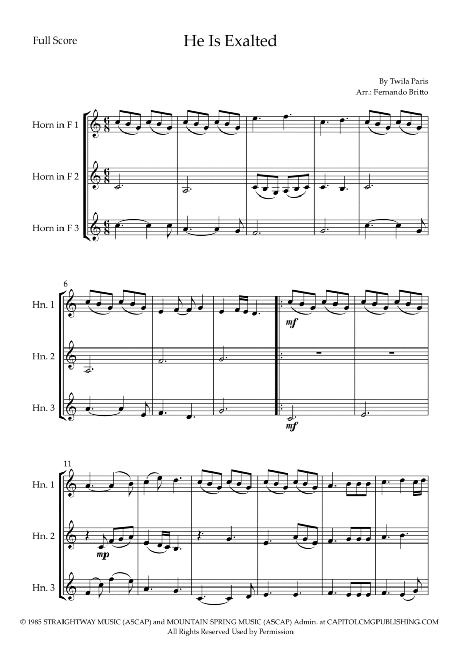 He Is Exalted He Is Exalted Brass Ensemble scores gallery preview page 1