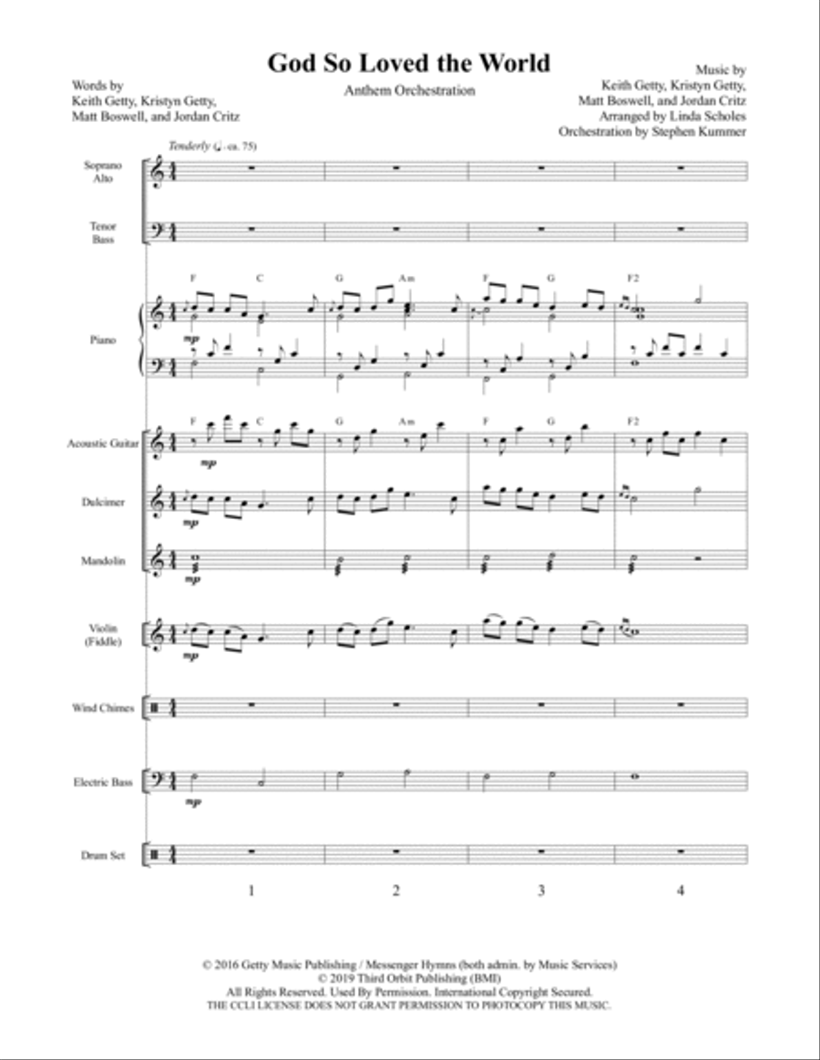God So Loved the World Orchestration (Digital) 4-Part scores gallery preview page 2