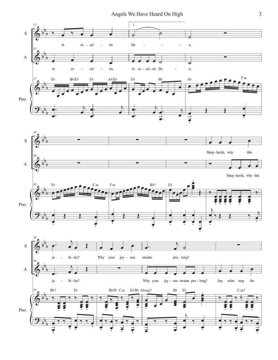 Angels We Have Heard On High (Duet for Soprano and Alto solo) Alto Voice scores gallery preview page 3