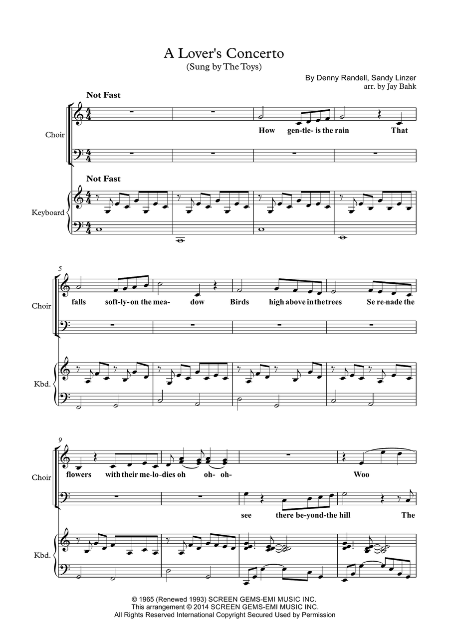 A Lover's Concerto A Lover's Concerto 4-Part scores gallery preview page 1