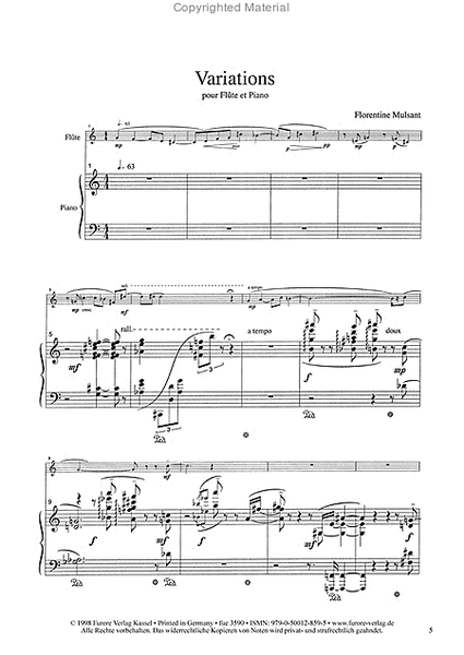 Variations pour flute et piano