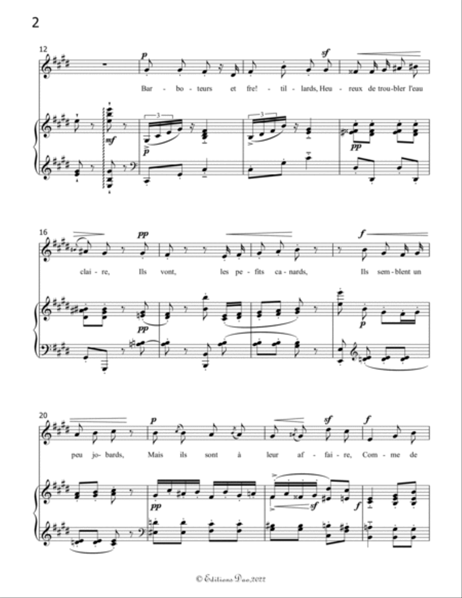 Villanelle des petits canards, by Chabrier, in E Major Voice scores gallery preview page 4