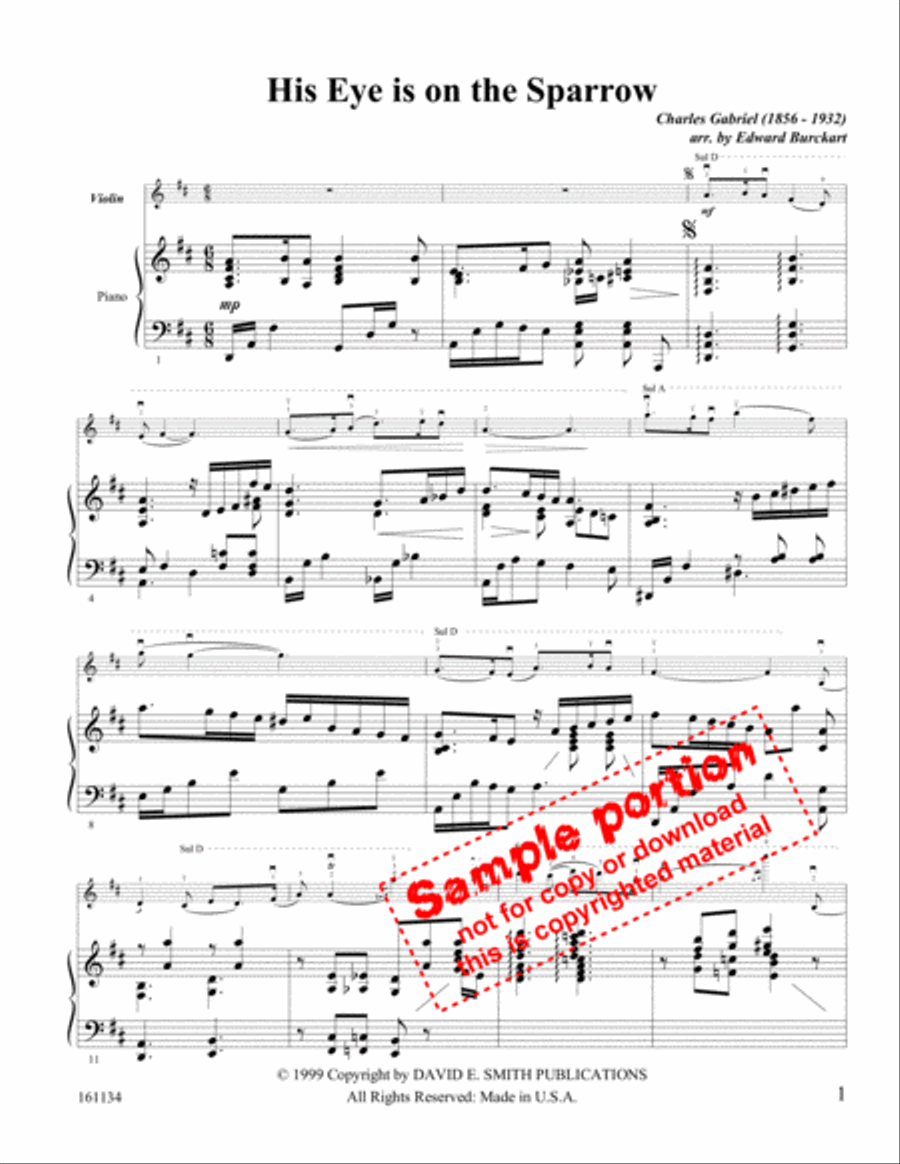 His Eye Is On The Sparrow Violin Solo scores gallery preview page 2