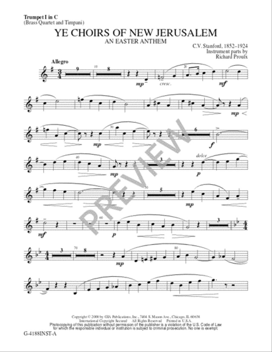 Ye Choirs of New Jerusalem - Brass Quartet edition Trombone scores gallery preview page 4