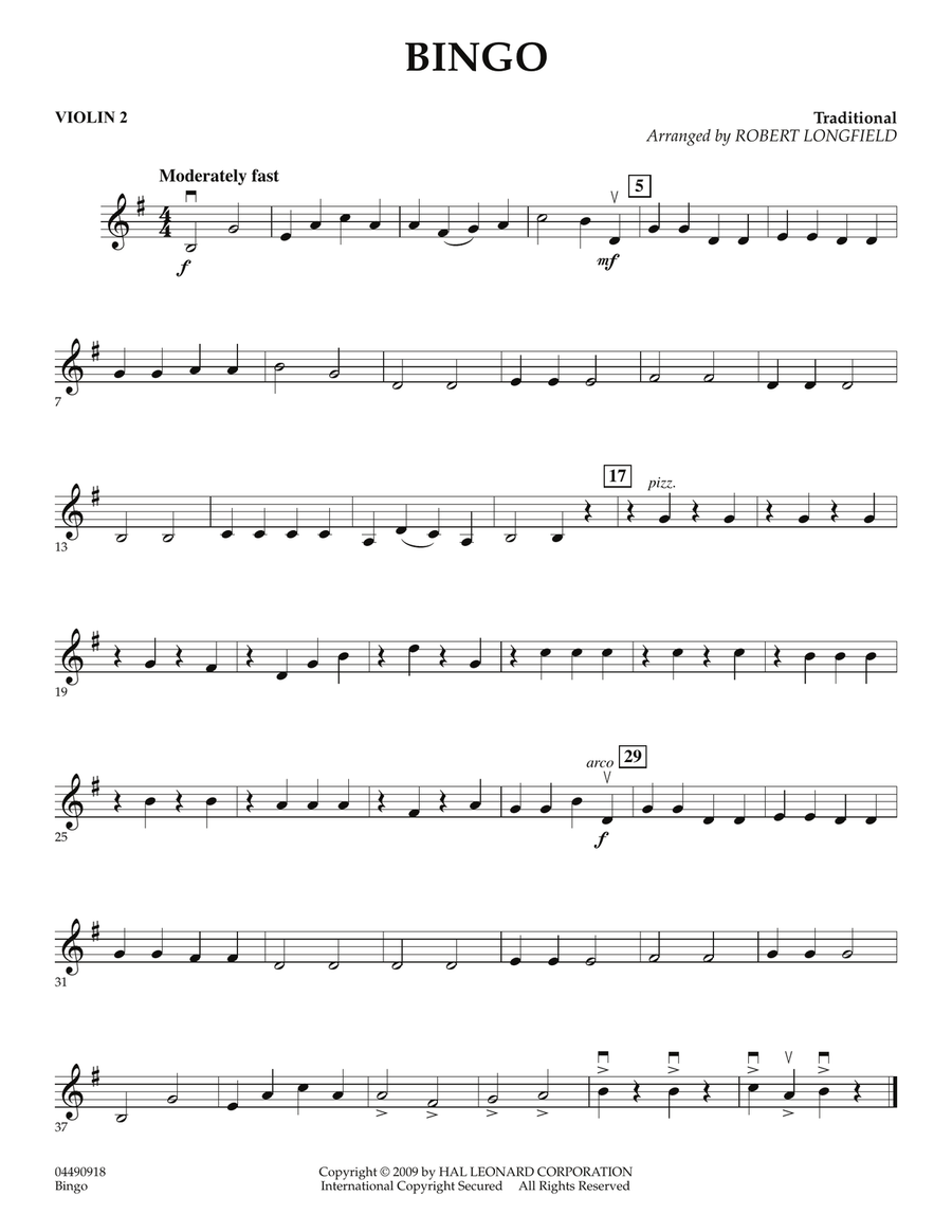 Bingo - Violin 2 Orchestra scores gallery preview page 1