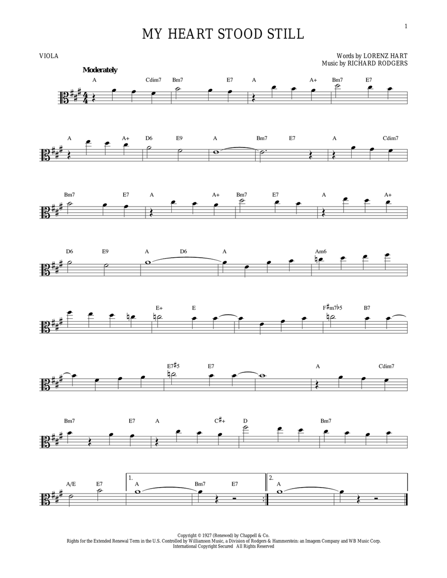 My Heart Stood Still Viola Solo scores gallery preview page 1