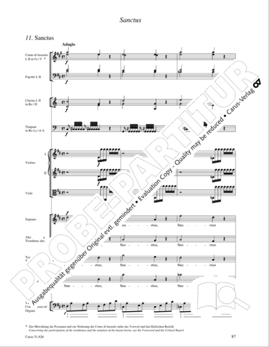 Missa longa in C major (Missa longa in C) 4-Part scores gallery preview page 99