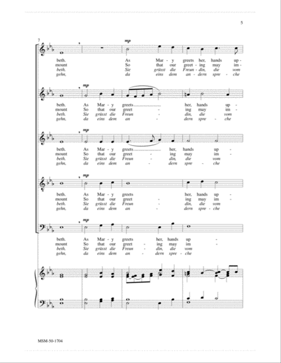 Over the Hills Young Mary Hastes/Übers Gebirg Maria geht SSATB scores gallery preview page 4