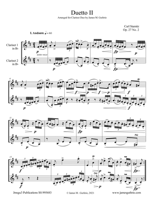 Stamitz: Duet Op. 27 No. 2 for Clarinet Duo