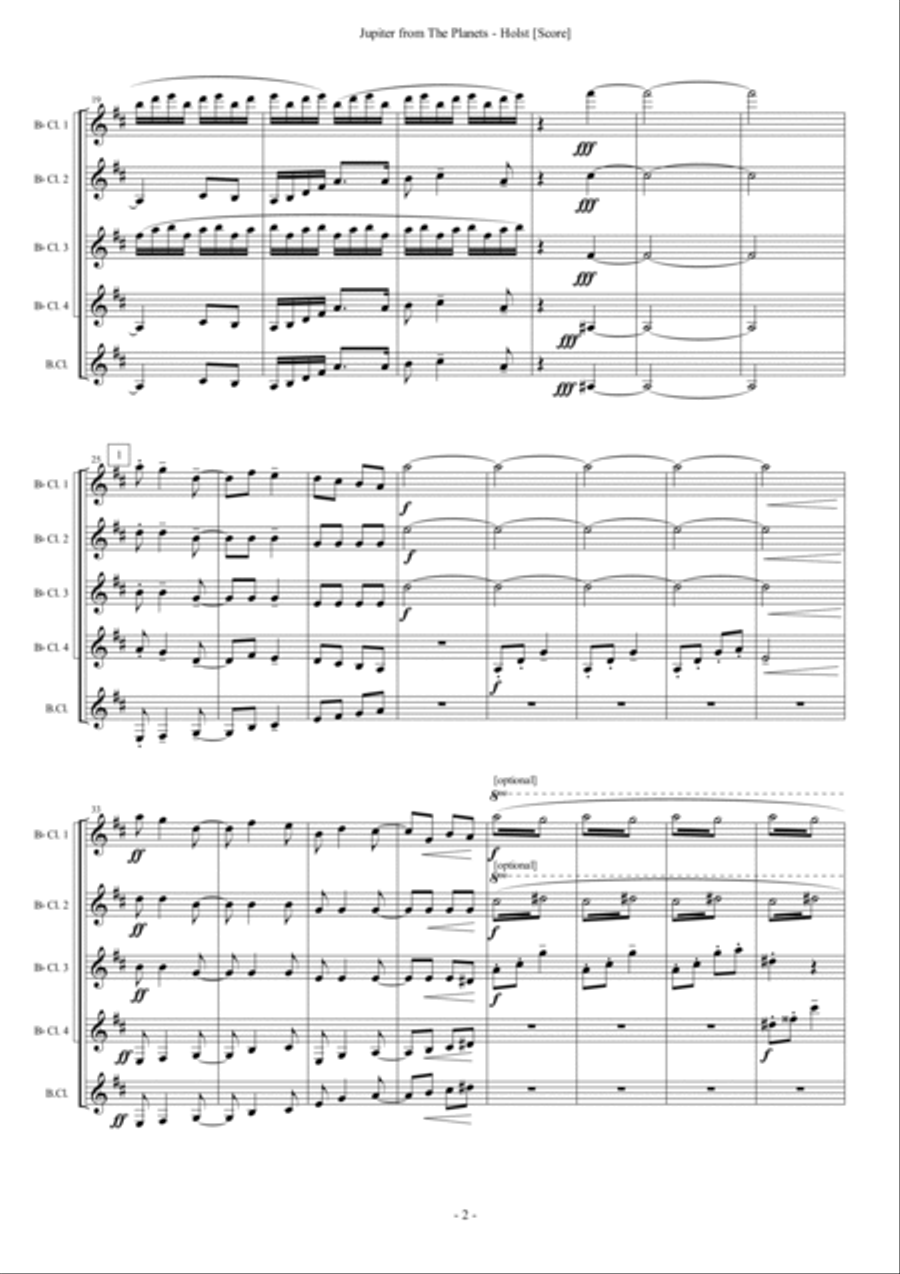 Jupiter from The Planets Woodwind Ensemble scores gallery preview page 2