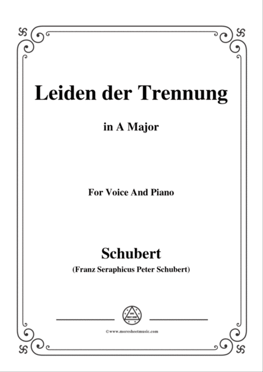 Schubert-Leiden der Trennung,in A Major,for Voice&Piano image number null