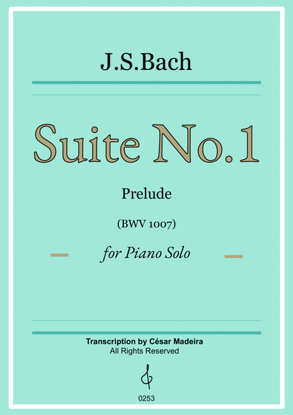 Suite No.1 by Bach - Piano Solo - Prelude (BWV1007) image number null