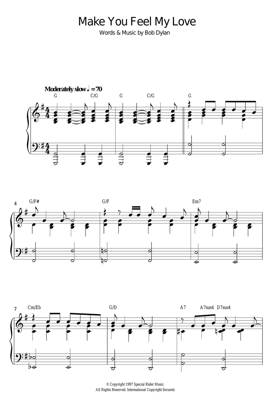 Make You Feel My Love Make You Feel My Love Piano Solo scores gallery preview page 1