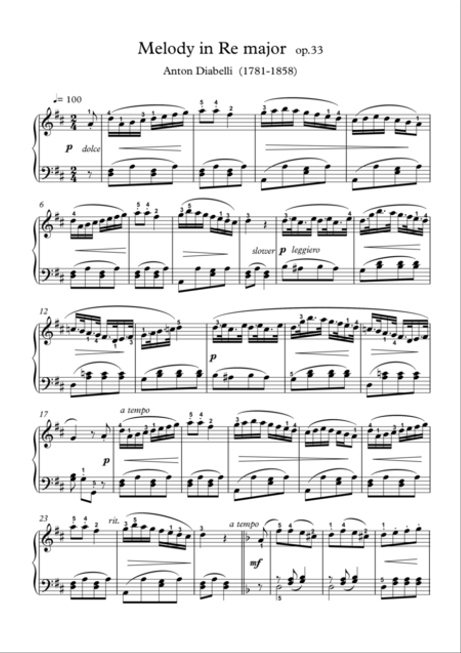 Melody in Re major image number null