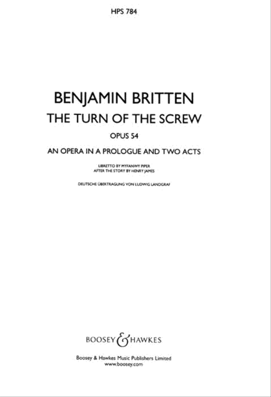 Turn of the Screw, Op. 54 Orchestra scores gallery preview page 1