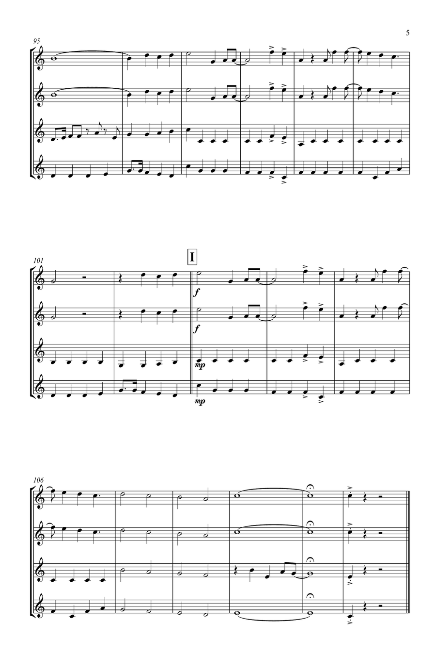 Sweet Caroline Brass Quartet scores gallery preview page 5