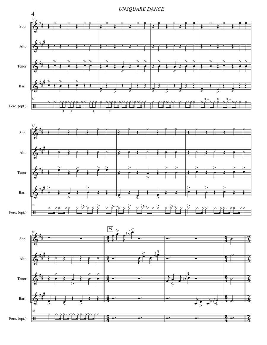 Unsquare Dance Saxophone Quartet scores gallery preview page 6