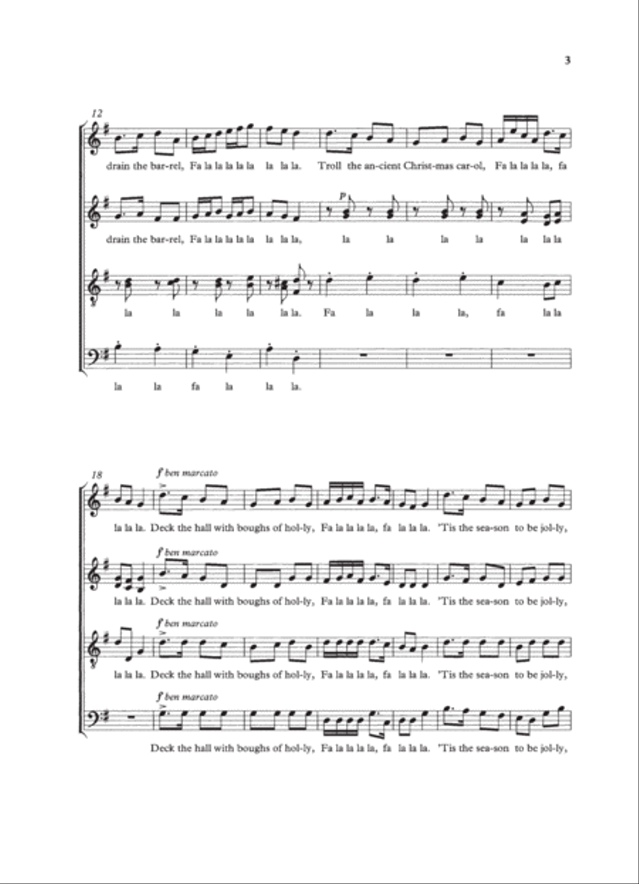Deck the hall 4-Part scores gallery preview page 3