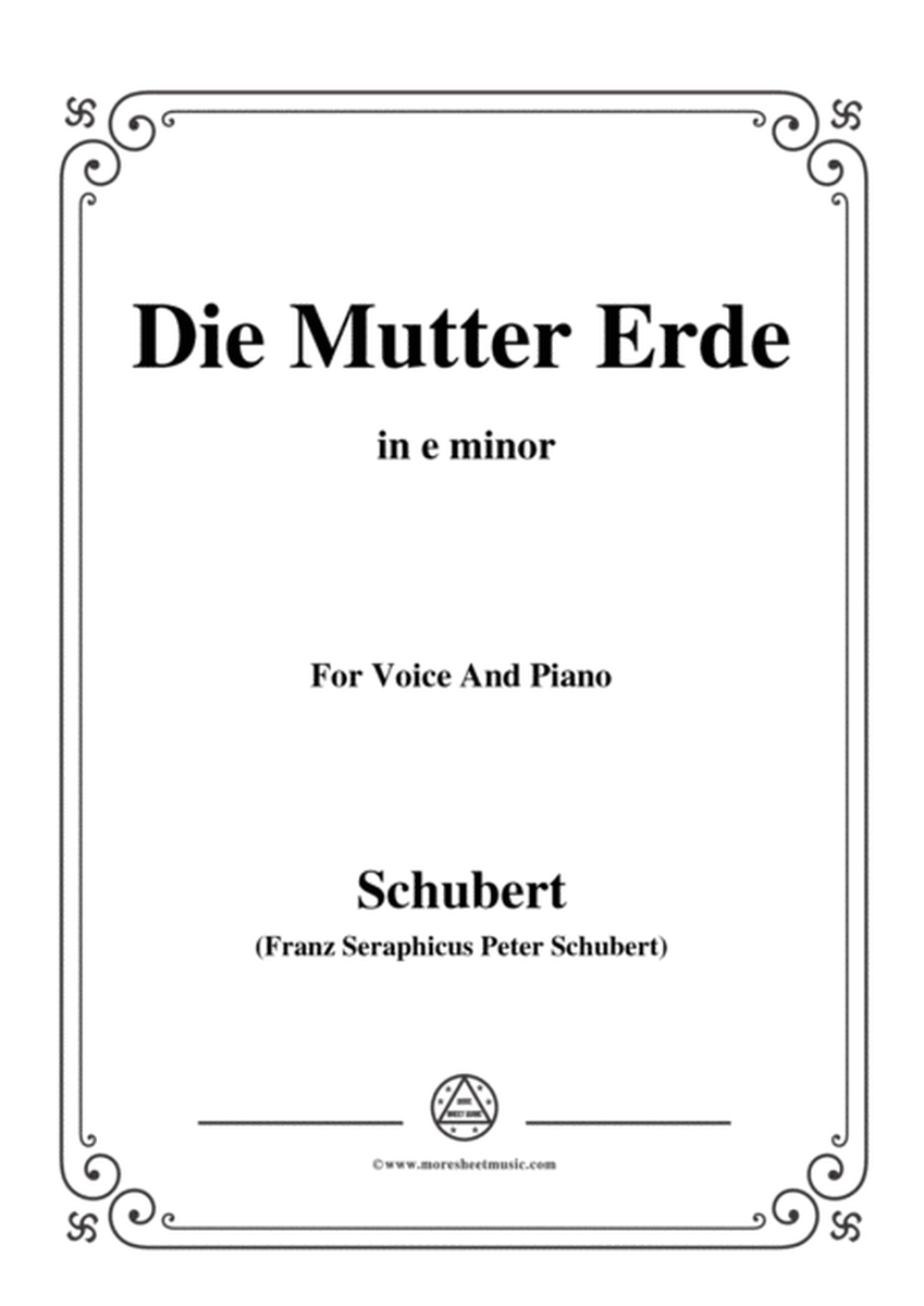 Schubert-Die Mutter Erde,in e minor,for Voice and Piano image number null