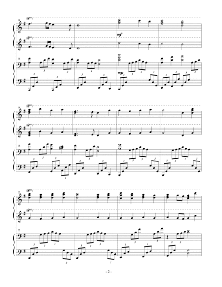 Oh, Come, All Ye Faithful (Piano Duet 1P/4H) 1 Piano, 4-Hands scores gallery preview page 3