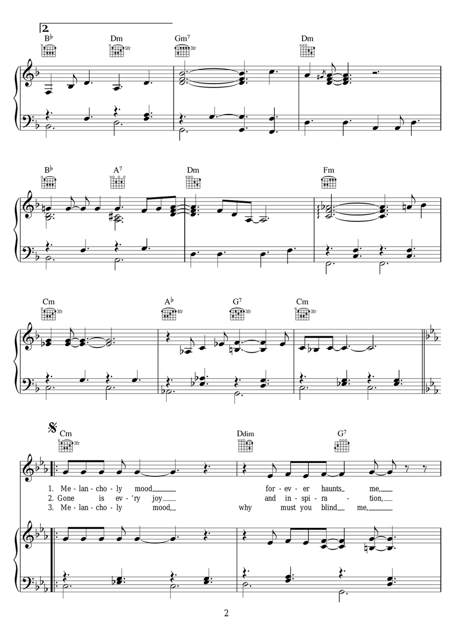 Melancholy Mood Melancholy Mood Piano, Vocal scores gallery preview page 2