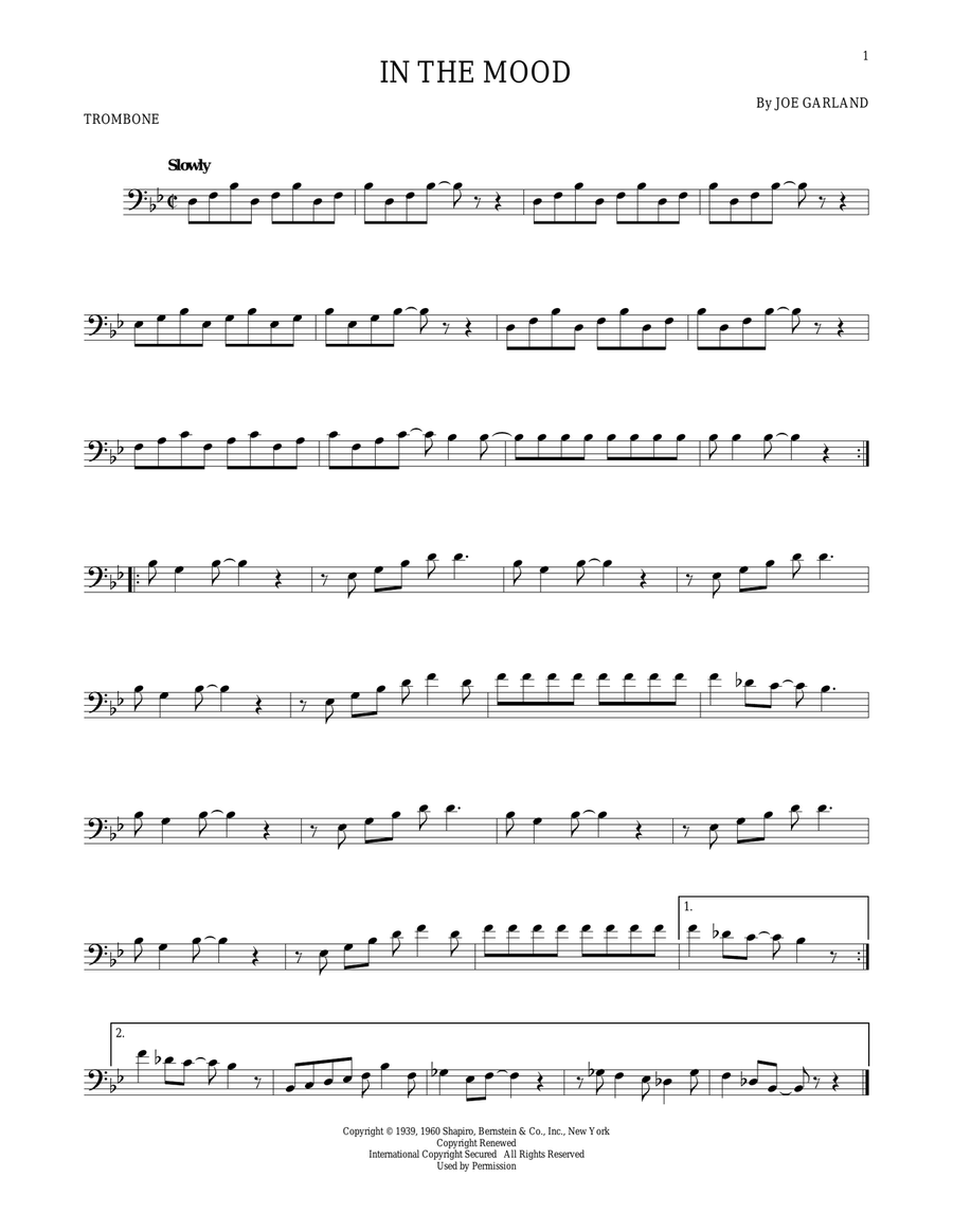In The Mood Trombone Solo scores gallery preview page 1
