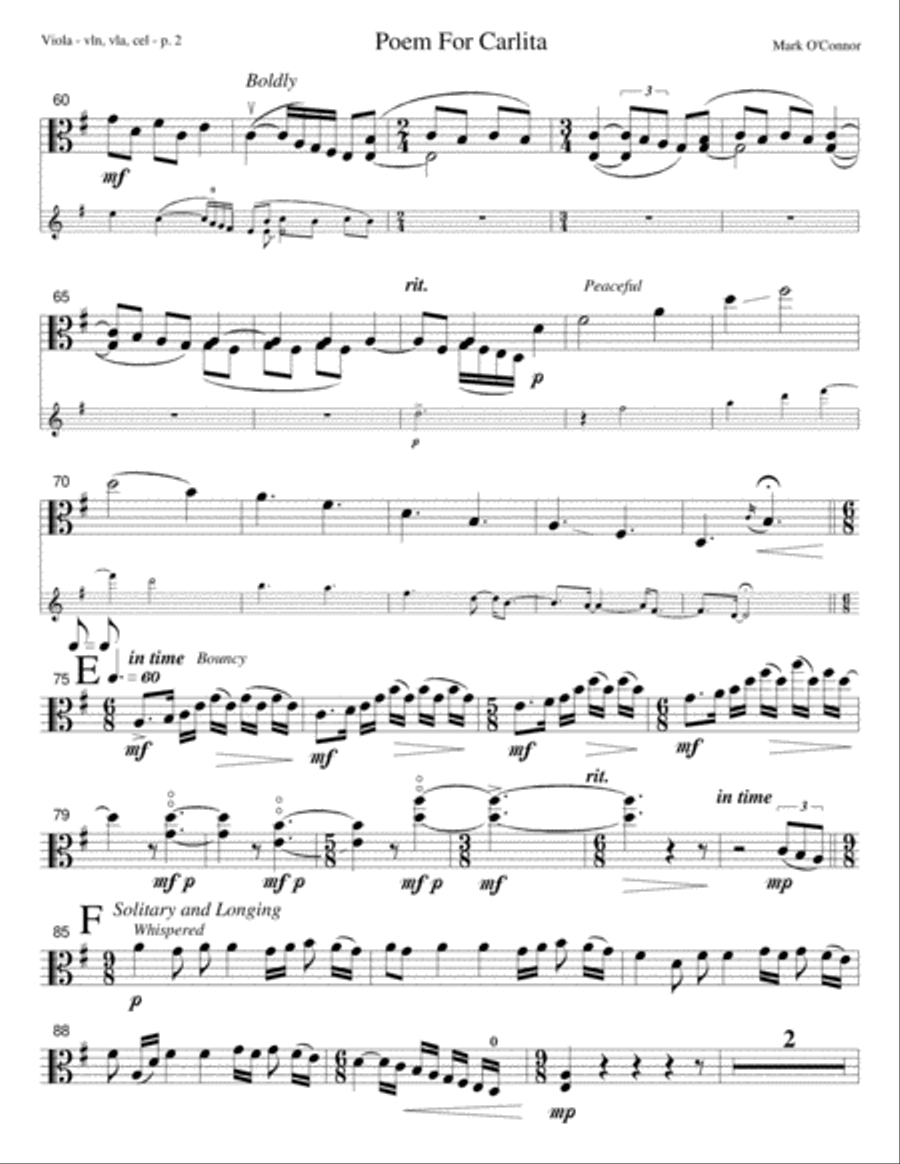 Poem For Carlita (viola part - vln, vla, cel) String Trio scores gallery preview page 5