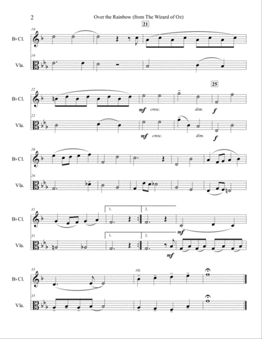 Over The Rainbow (from The Wizard Of Oz) Clarinet scores gallery preview page 3