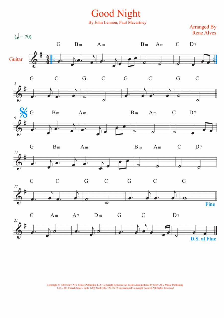 Good Night Good Night Electric Guitar scores gallery preview page 1