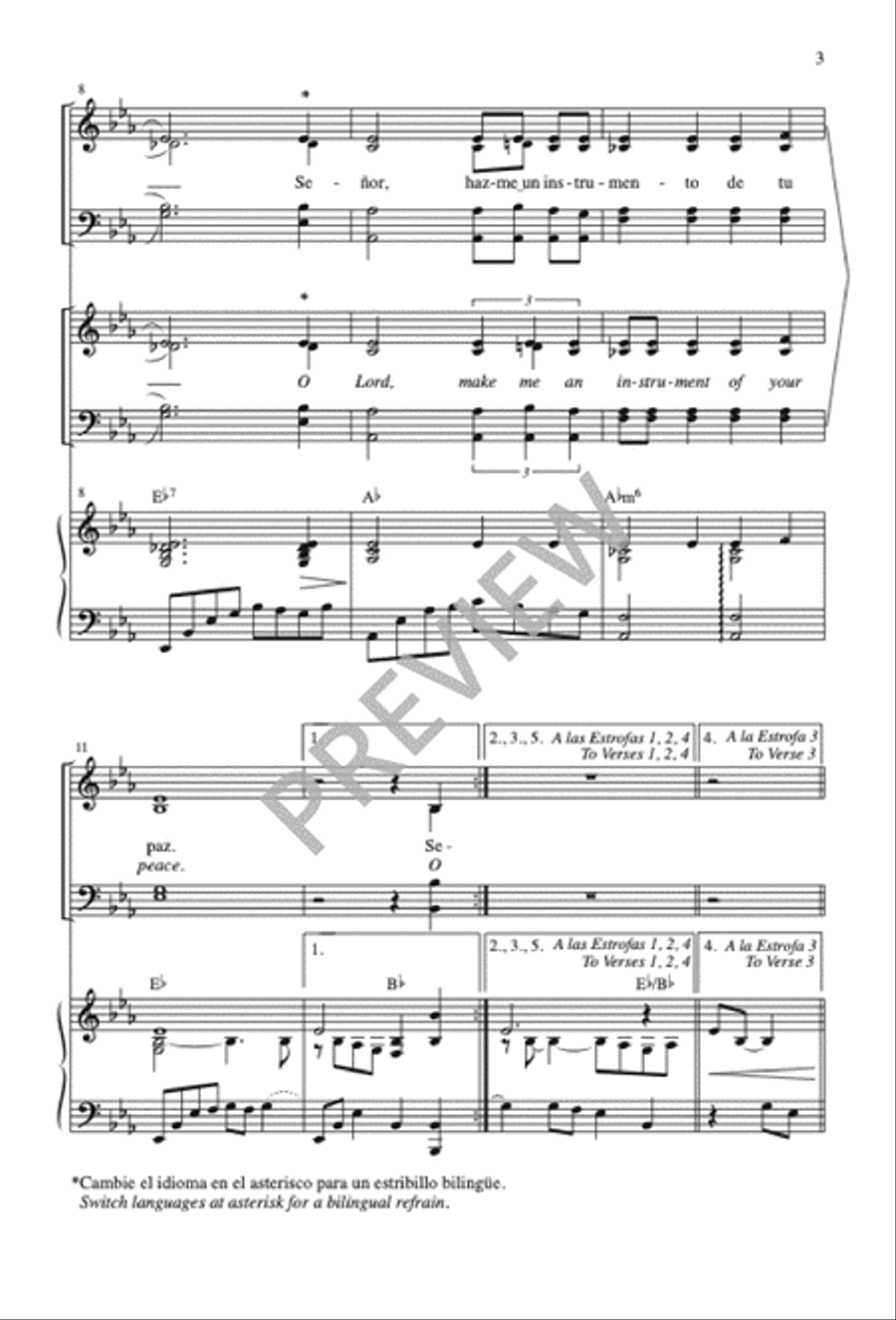 Oración de San Francisco / Prayer of Saint Francis 4-Part scores gallery preview page 4
