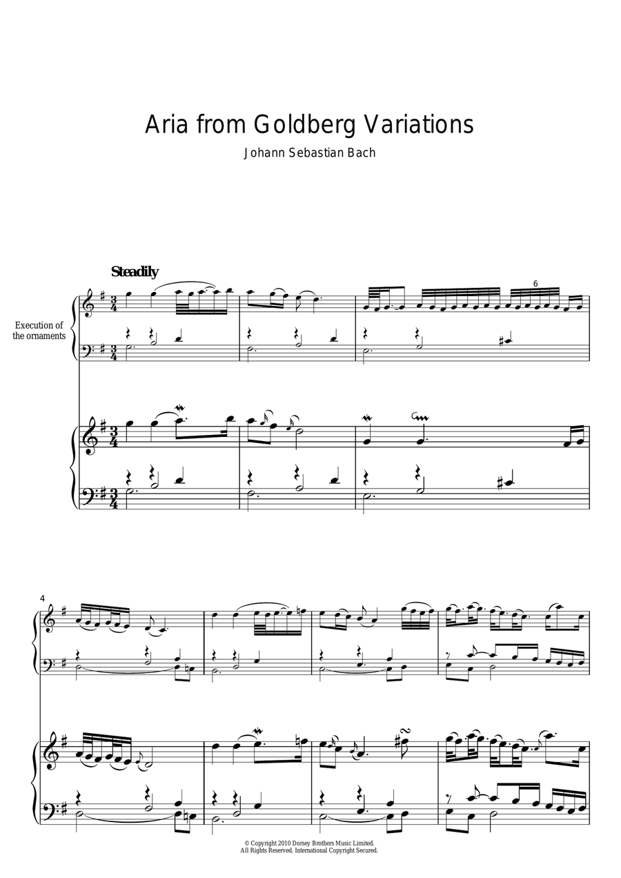 Aria from The 'Goldberg' Variations Piano Solo scores gallery preview page 1