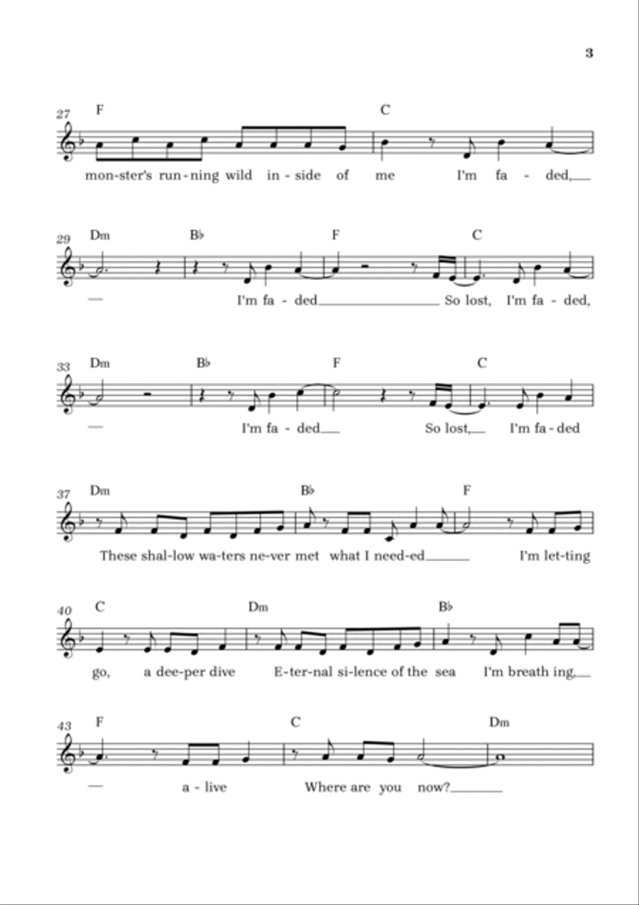 Faded Faded Violin Solo scores gallery preview page 3