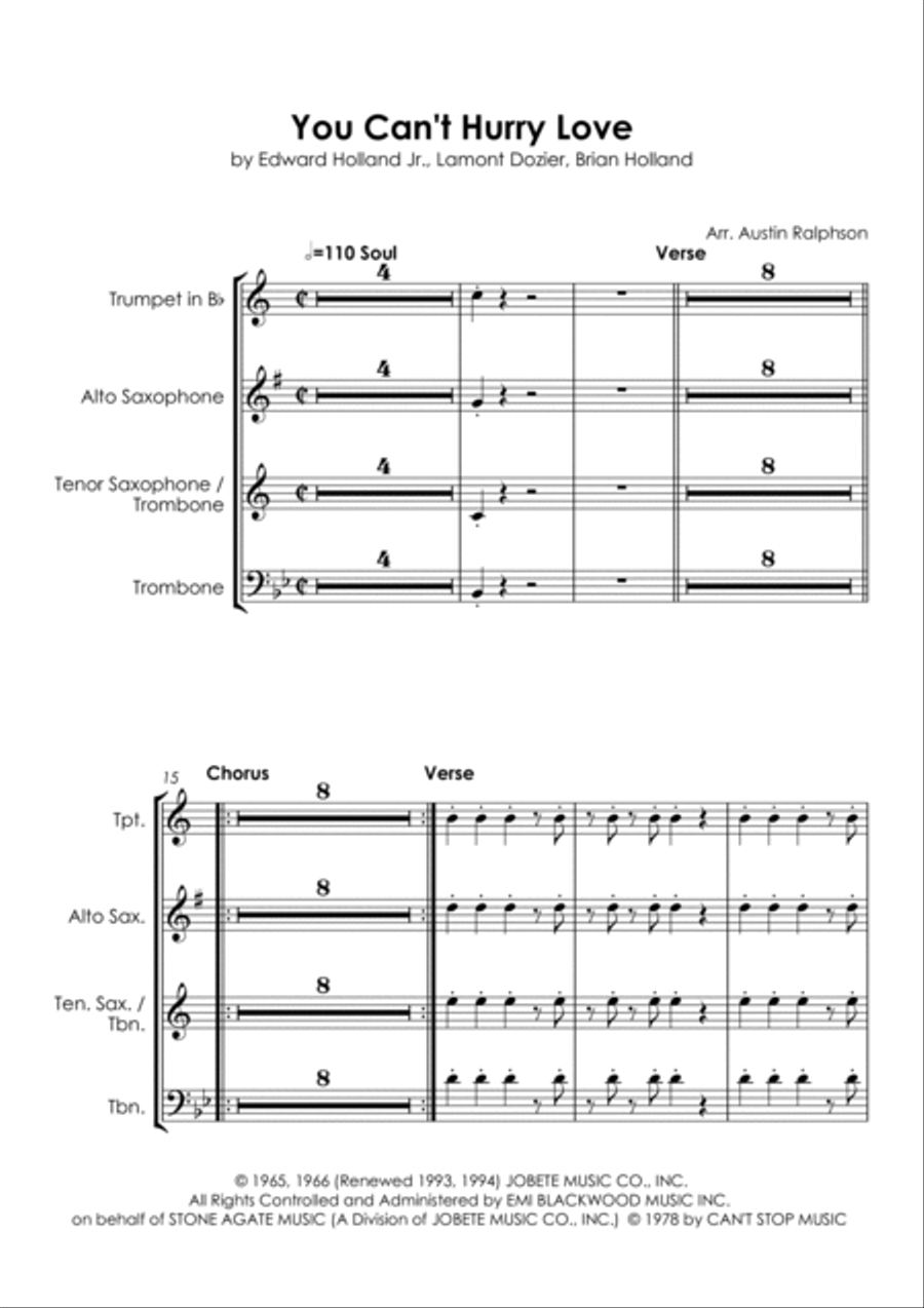 You Can't Hurry Love You Can't Hurry Love Tenor Saxophone scores gallery preview page 5