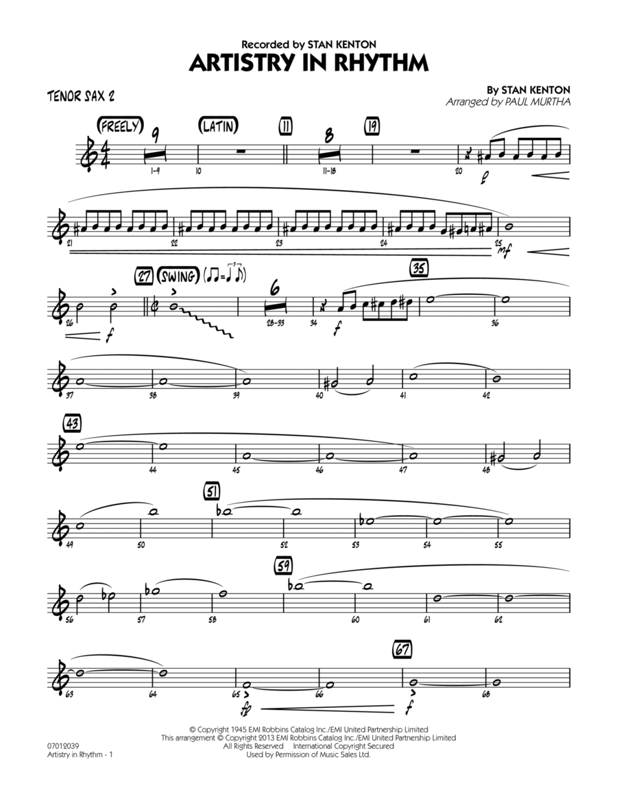 Artistry in Rhythm - Tenor Sax 2