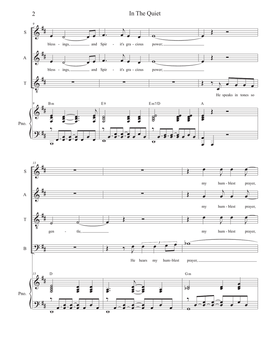 In The Quiet (Vocal Quartet - (SATB) 4-Part scores gallery preview page 2
