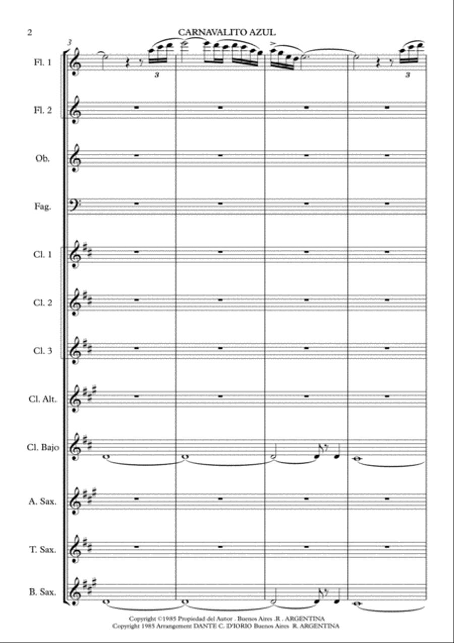 CARNAVALITO AZUL -CANCION PUNEÑA Woodwind Ensemble scores gallery preview page 2
