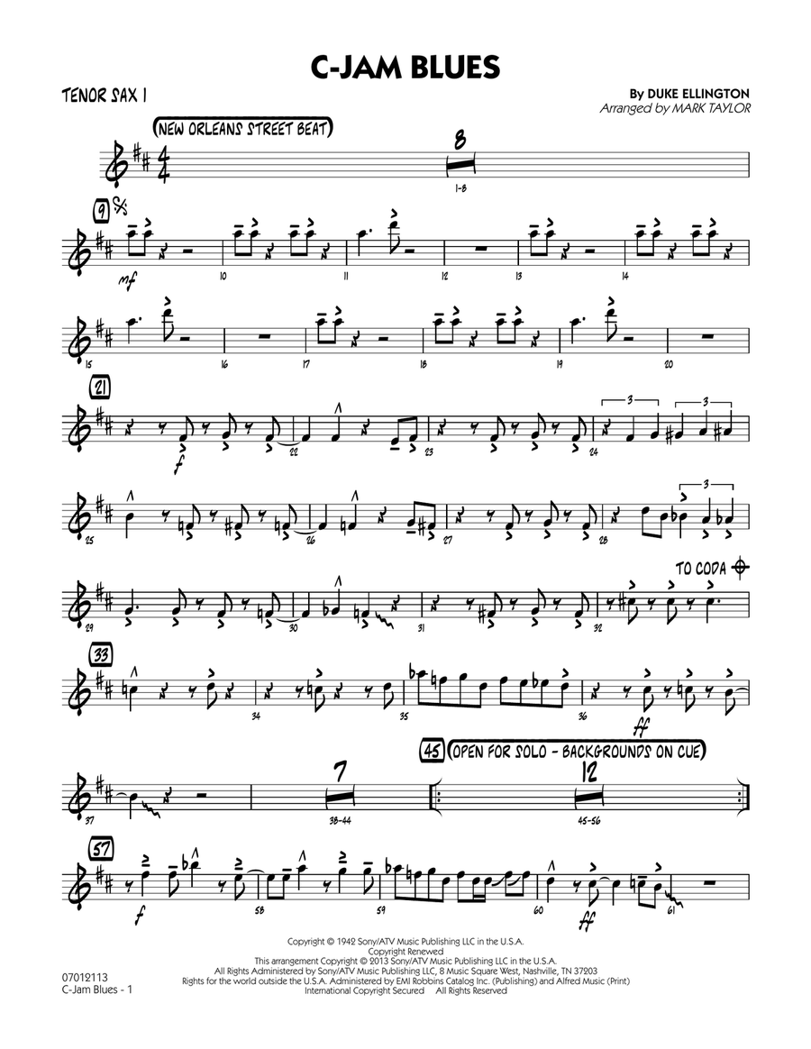 C-Jam Blues (arr. Mark Taylor) - Tenor Sax 1 Jazz Ensemble scores gallery preview page 1