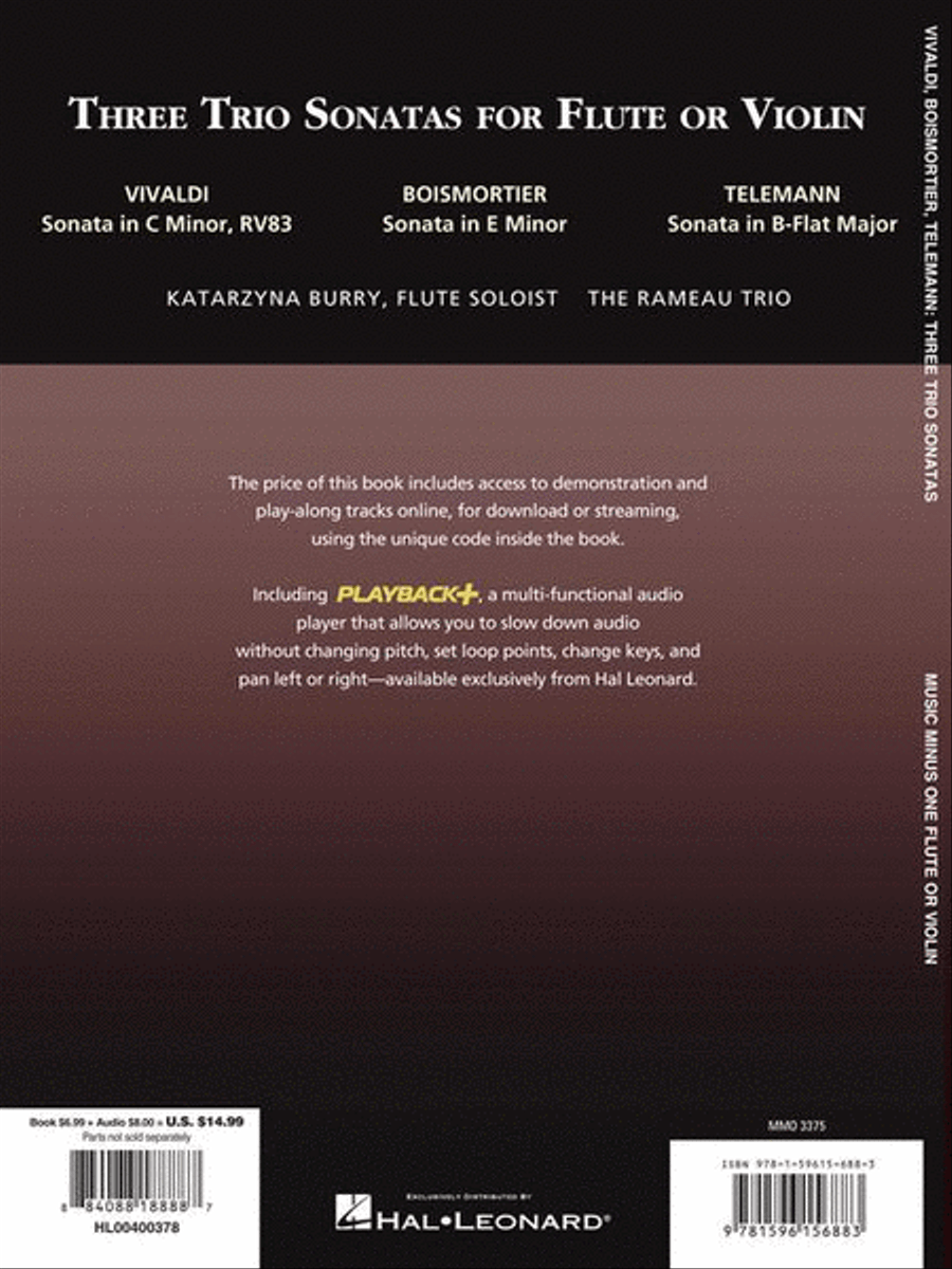3 Trio Sonatas: Vivaldi, Boismorter and Telemann Flute scores gallery preview page 6