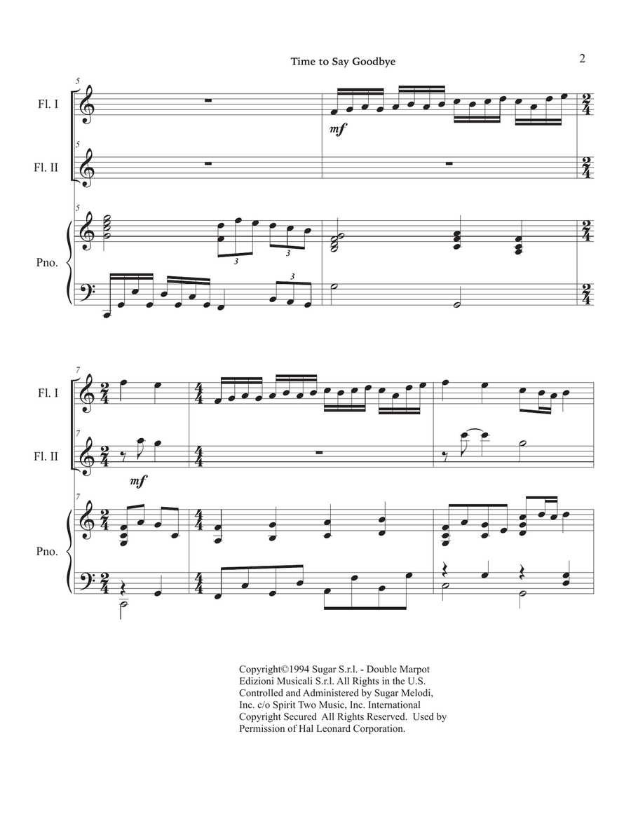 Time To Say Goodbye Woodwind Duet scores gallery preview page 6