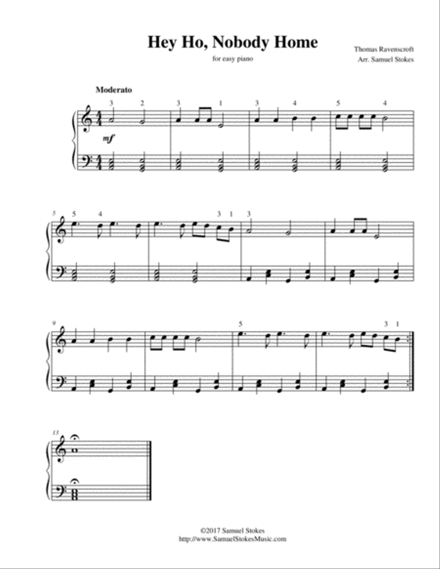 Hey Ho, Nobody Home - for easy piano Easy Piano scores gallery preview page 1