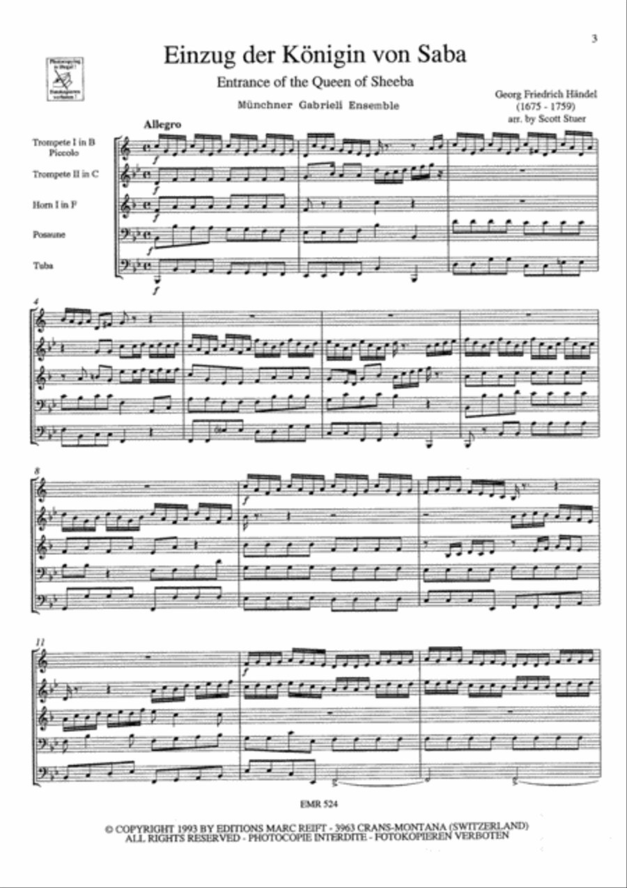 Einzug der Konigin von Saba Brass Quintet scores gallery preview page 4