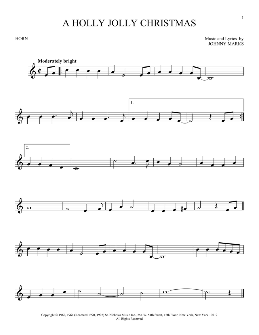 A Holly Jolly Christmas Horn Solo scores gallery preview page 1
