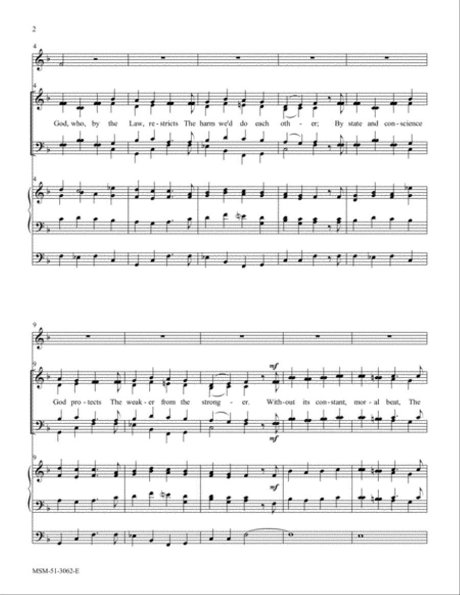 Praise God, Who by the Law 4-Part scores gallery preview page 2