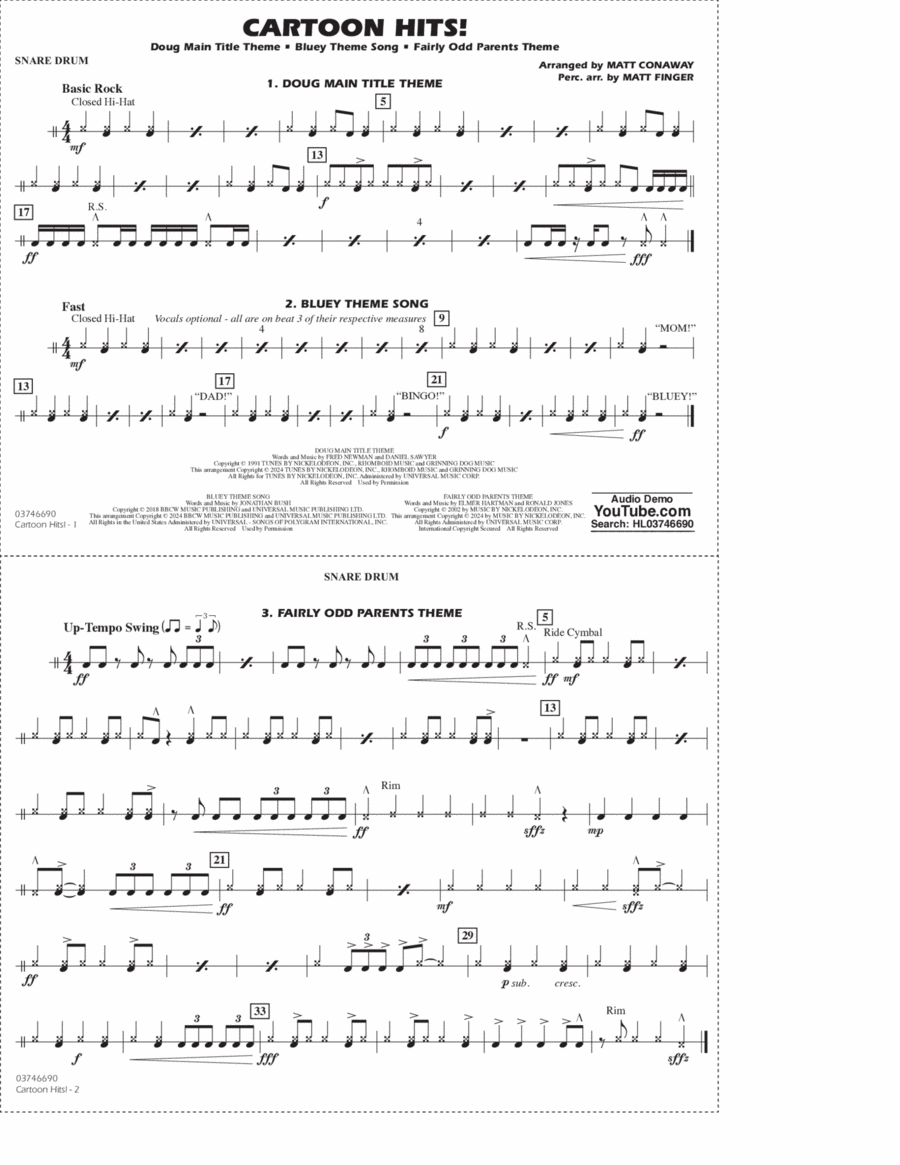 Book cover for Cartoon Hits! - Snare Drum