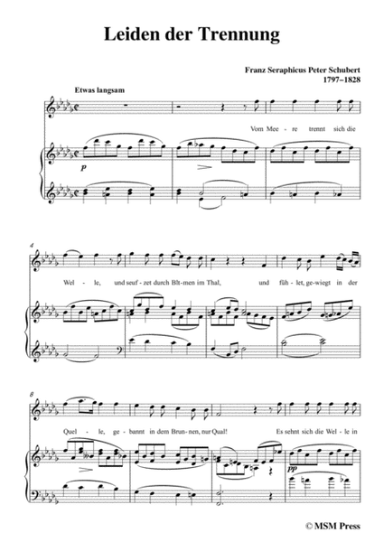 Schubert-Leiden der Trennung,in D flat Major,for Voice&Piano image number null
