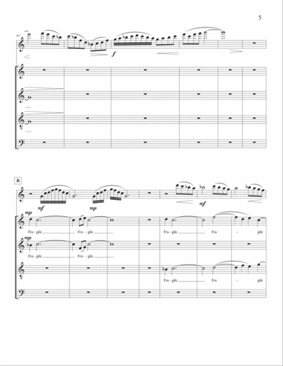 Fragile [SATB Choral Part with Flute] 4-Part scores gallery preview page 5