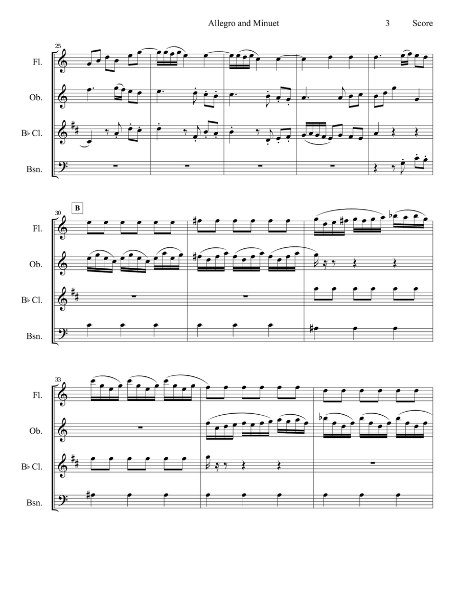 Allegro and Minuet for Woodwind Quartet Woodwind Quartet scores gallery preview page 4