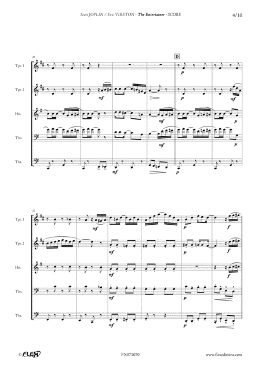 The Entertainer The Entertainer Brass Quintet scores gallery preview page 4
