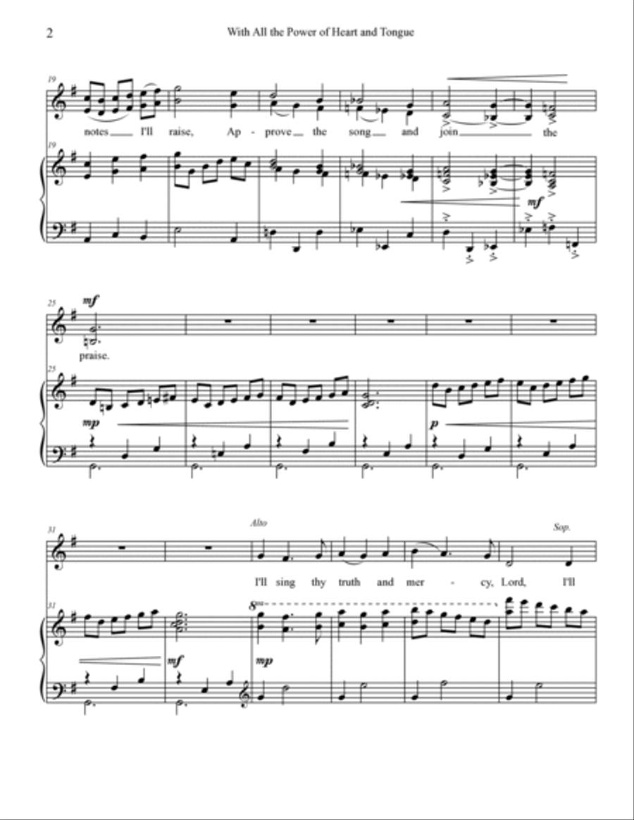With All the Power of Heart and Tongue - Sacred Vocal Duet Alto Voice scores gallery preview page 3